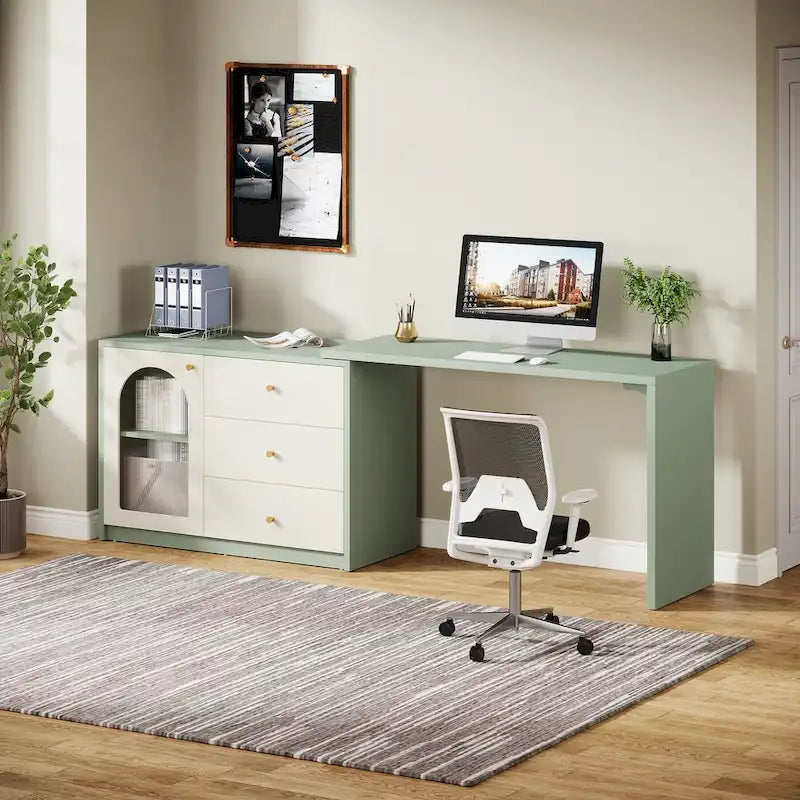 Bureau d'ordinateur réversible en L de 47 pouces pour bureau à domicile