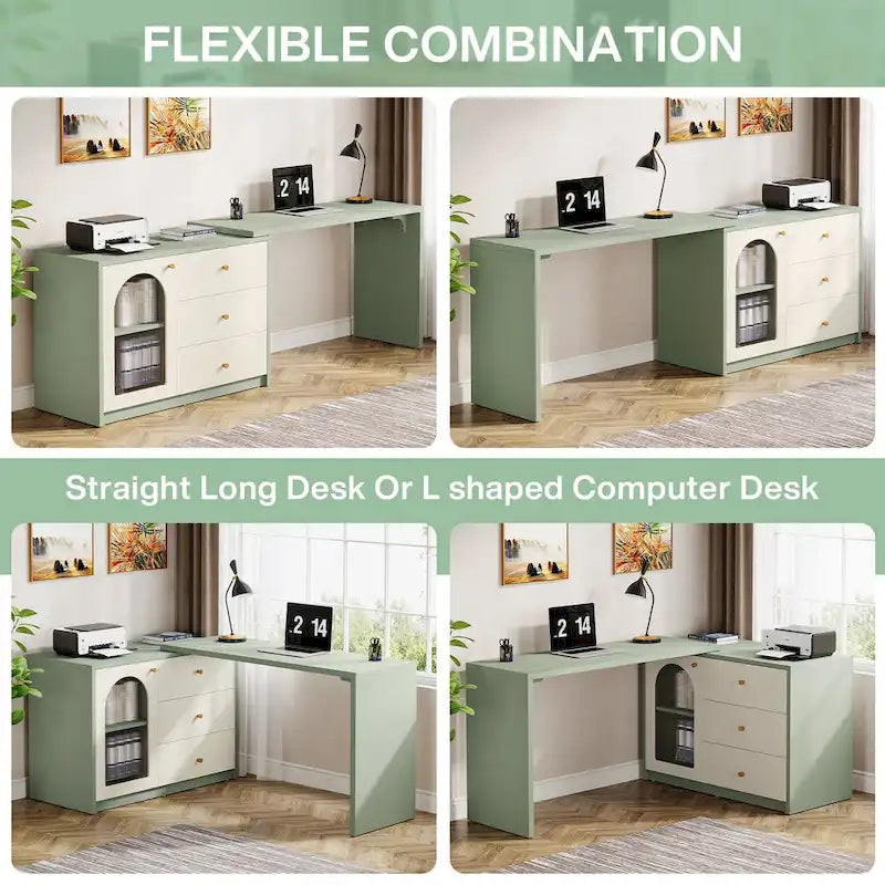 Bureau d'ordinateur réversible en L de 47 pouces pour bureau à domicile