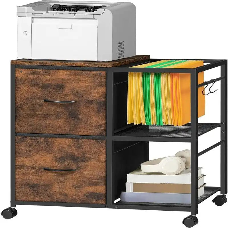 Meuble de rangement à 2 tiroirs en tissu, classeur latéral pour documents A4 ou format Lettre - 15,4P x 27,9L x 25,8H