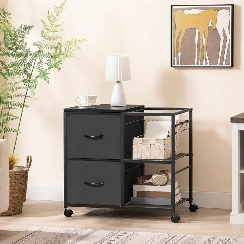 Meuble de rangement à 2 tiroirs en tissu, classeur latéral pour documents A4 ou format Lettre - 15,4P x 27,9L x 25,8H