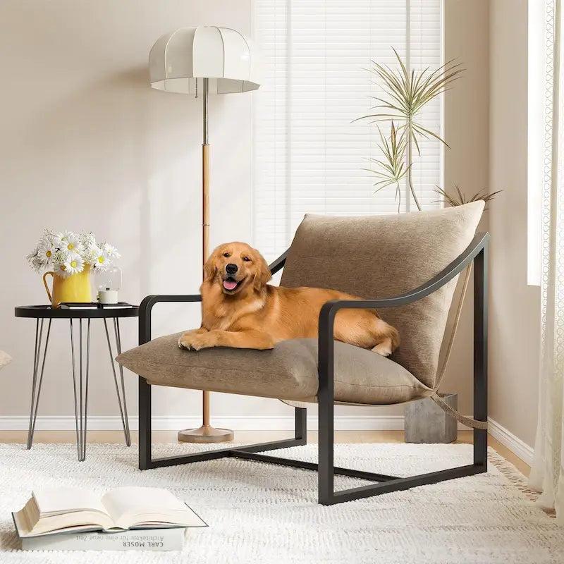 Fauteuil d'appoint moderne avec assise en toile