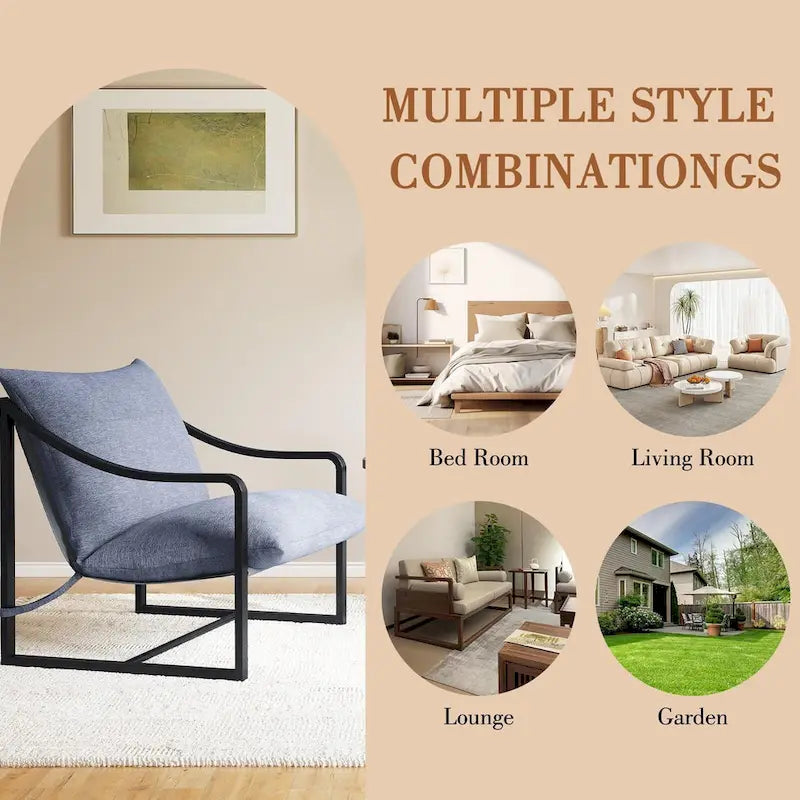 Fauteuil d'appoint moderne avec assise en toile