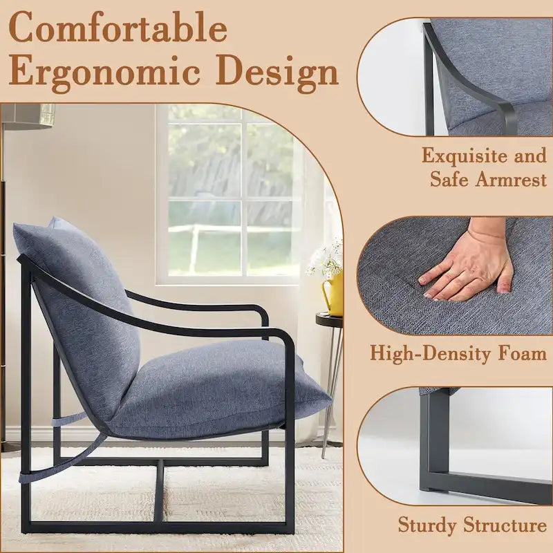 Fauteuil d'appoint moderne avec assise en toile