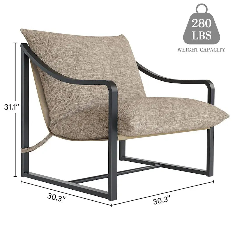Fauteuil d'appoint moderne avec assise en toile
