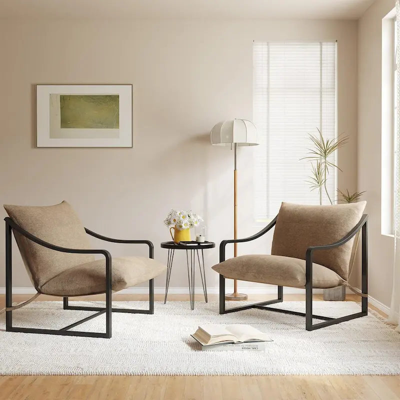 Fauteuil d'appoint moderne avec assise en toile