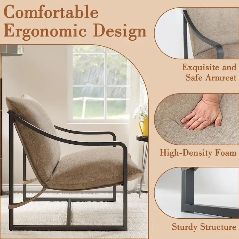 Fauteuil d'appoint moderne avec assise en toile