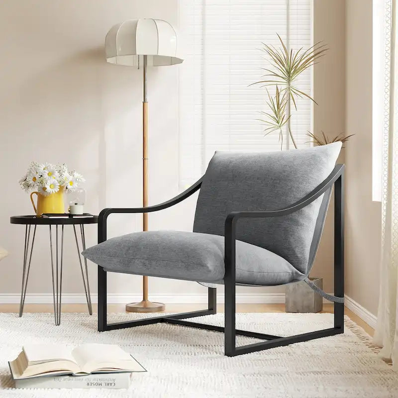 Fauteuil d'appoint moderne avec assise en toile