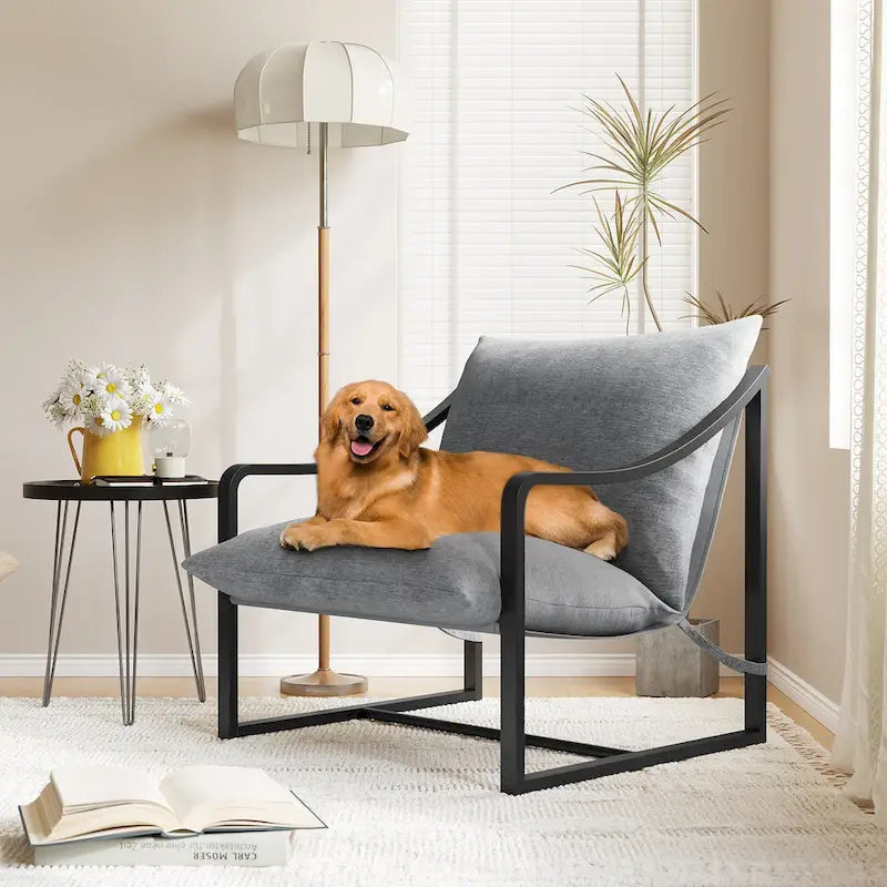 Fauteuil d'appoint moderne avec assise en toile