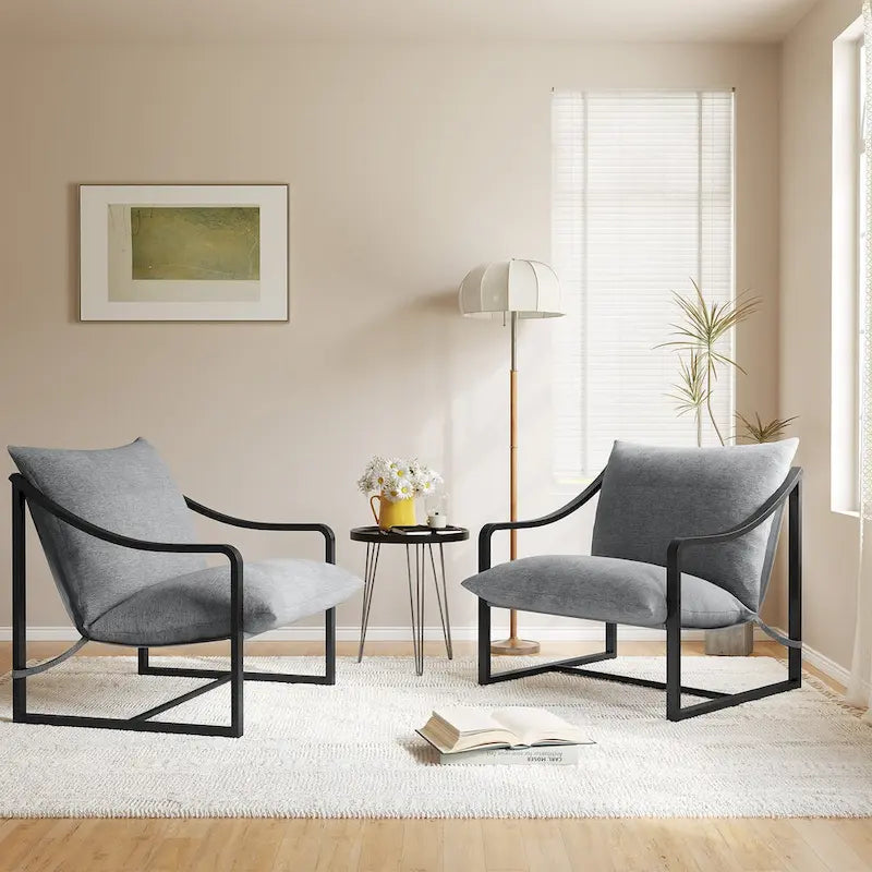 Fauteuil d'appoint moderne avec assise en toile
