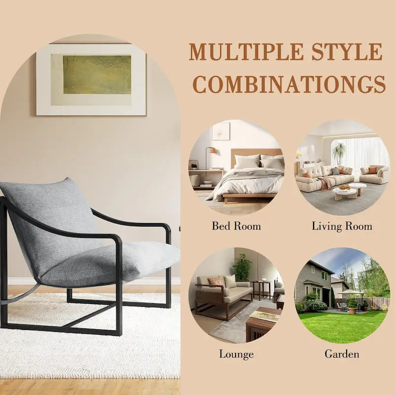 Fauteuil d'appoint moderne avec assise en toile