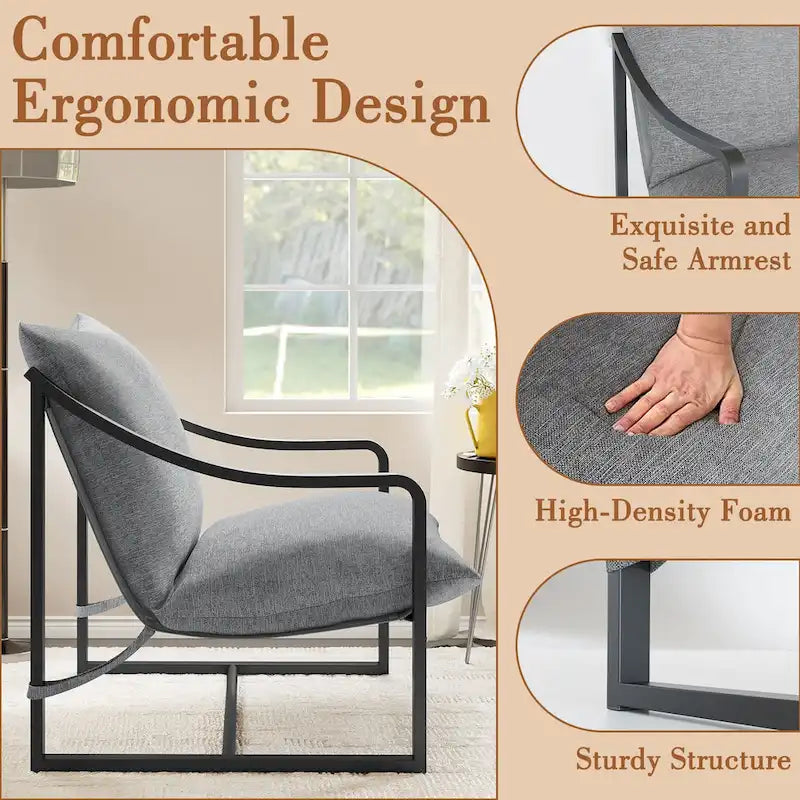 Fauteuil d'appoint moderne avec assise en toile