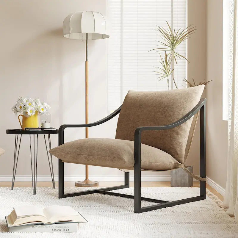 Fauteuil d'appoint moderne avec assise en toile