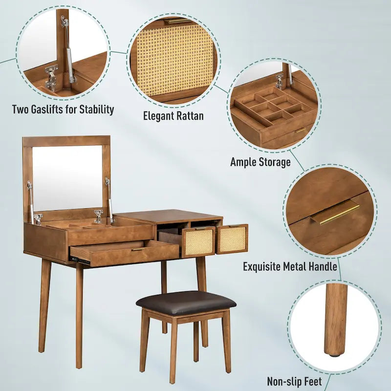 Ensemble coiffeuse classique en bois