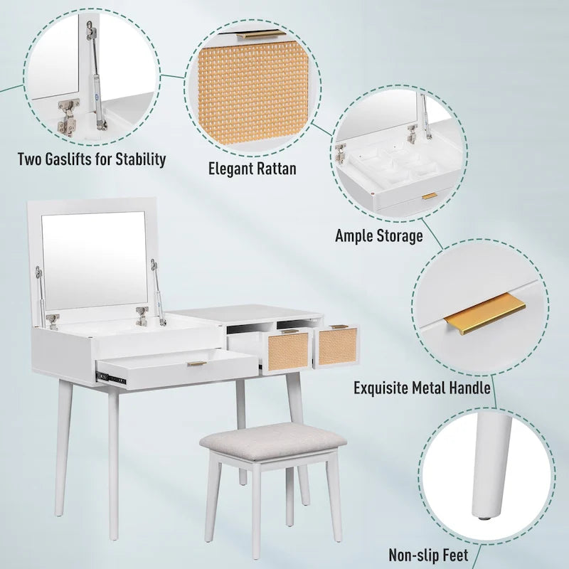 Ensemble coiffeuse classique en bois