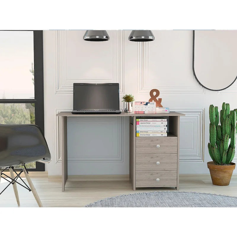 Bureau informatique, trois tiroirs, une étagère, table d'ordinateur pour salon et chambre