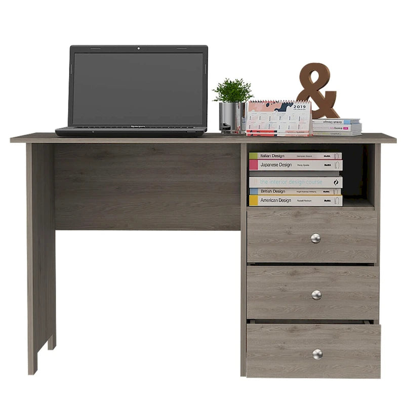 Bureau informatique, trois tiroirs, une étagère, table d'ordinateur pour salon et chambre