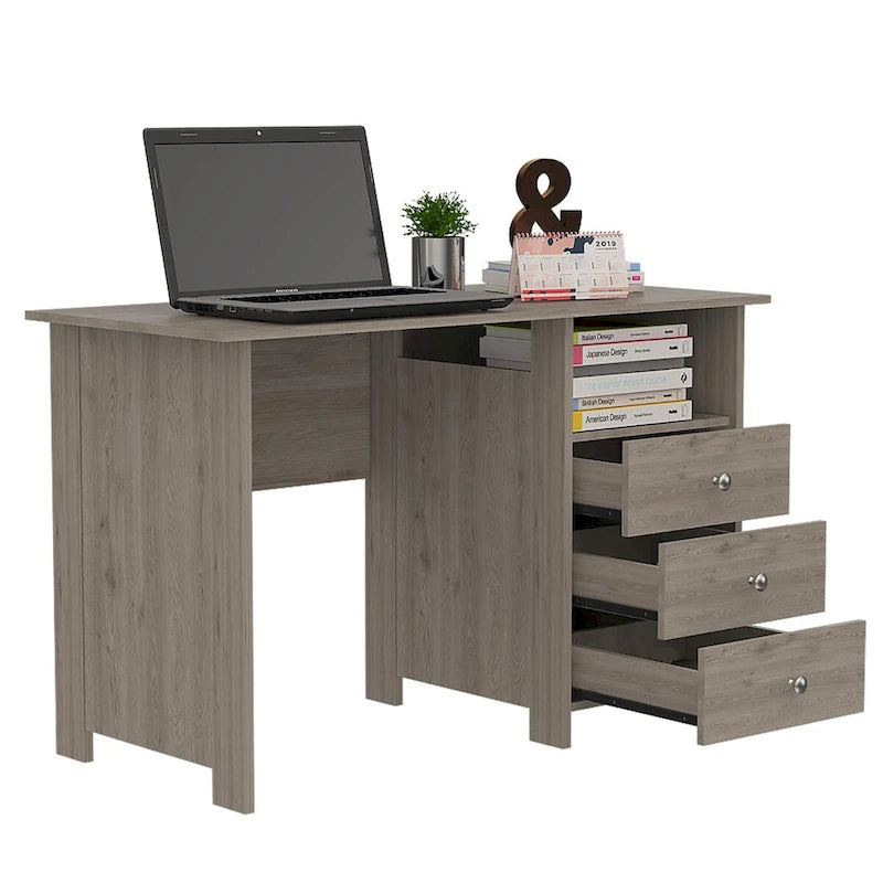 Bureau informatique, trois tiroirs, une étagère, table d'ordinateur pour salon et chambre