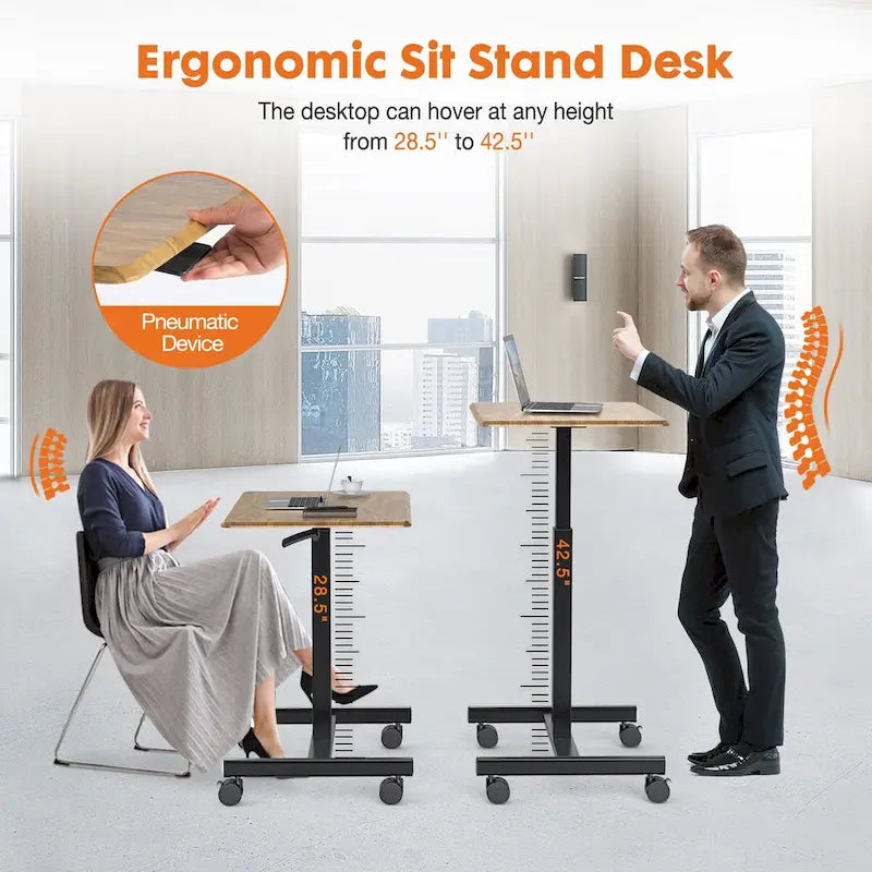 Bureau debout mobile et réglable en hauteur