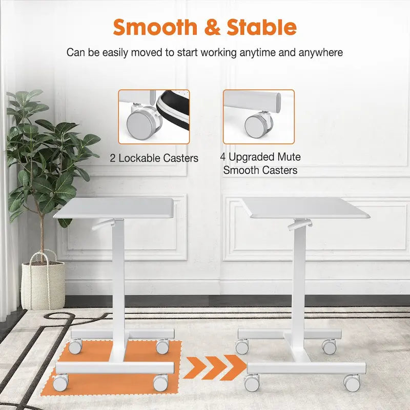 Bureau debout mobile et réglable en hauteur