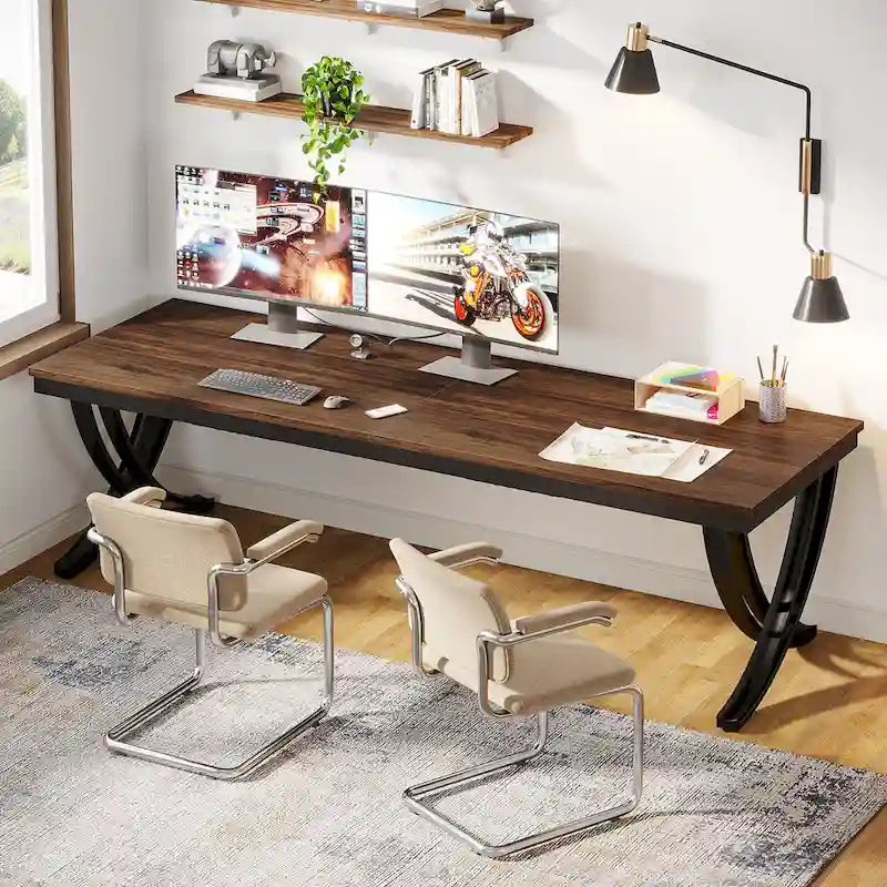 Bureau d'ordinateur de 78" pour bureau à domicile, table d'écriture rectangulaire pour salle d'étude