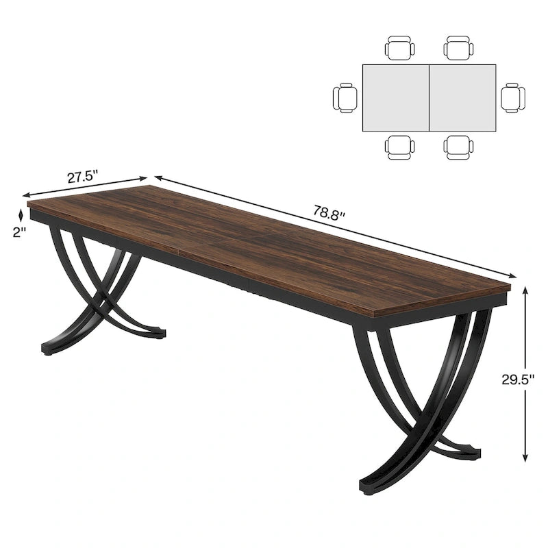 Bureau d'ordinateur de 78" pour bureau à domicile, table d'écriture rectangulaire pour salle d'étude