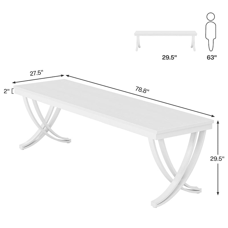 Bureau d'ordinateur de 78" pour bureau à domicile, table d'écriture rectangulaire pour salle d'étude