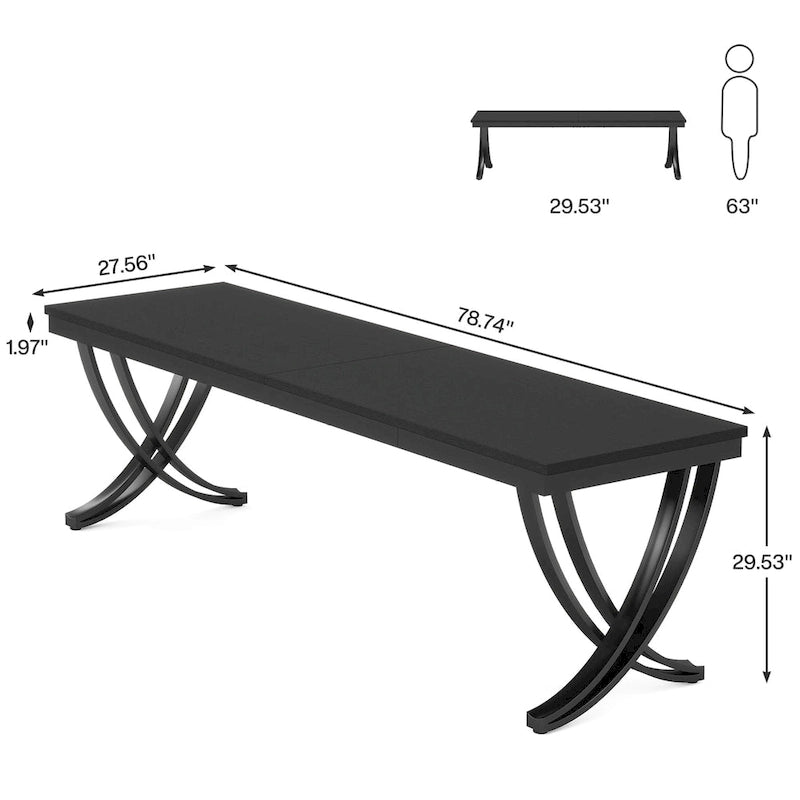 Bureau d'ordinateur de 78" pour bureau à domicile, table d'écriture rectangulaire pour salle d'étude