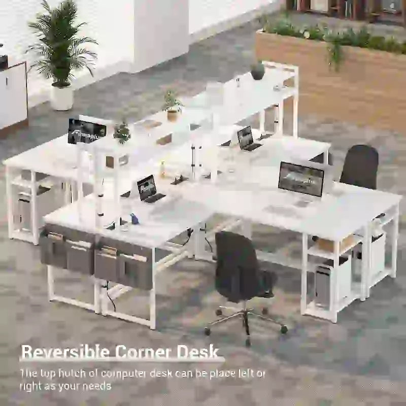 Bureau de jeu en L en bois avec étagère et port USB