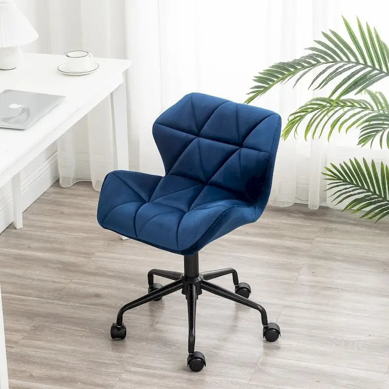 Chaise de bureau pivotante réglable sans accoudoirs, capitonnée de losanges