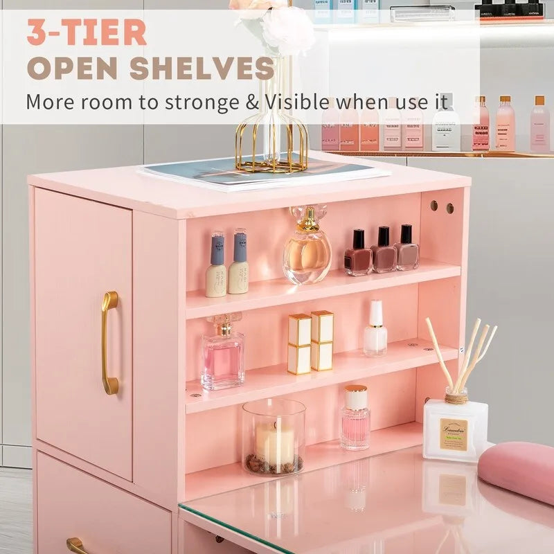 Table de manucure 55 W en verre trempé et aggloméré gaufré