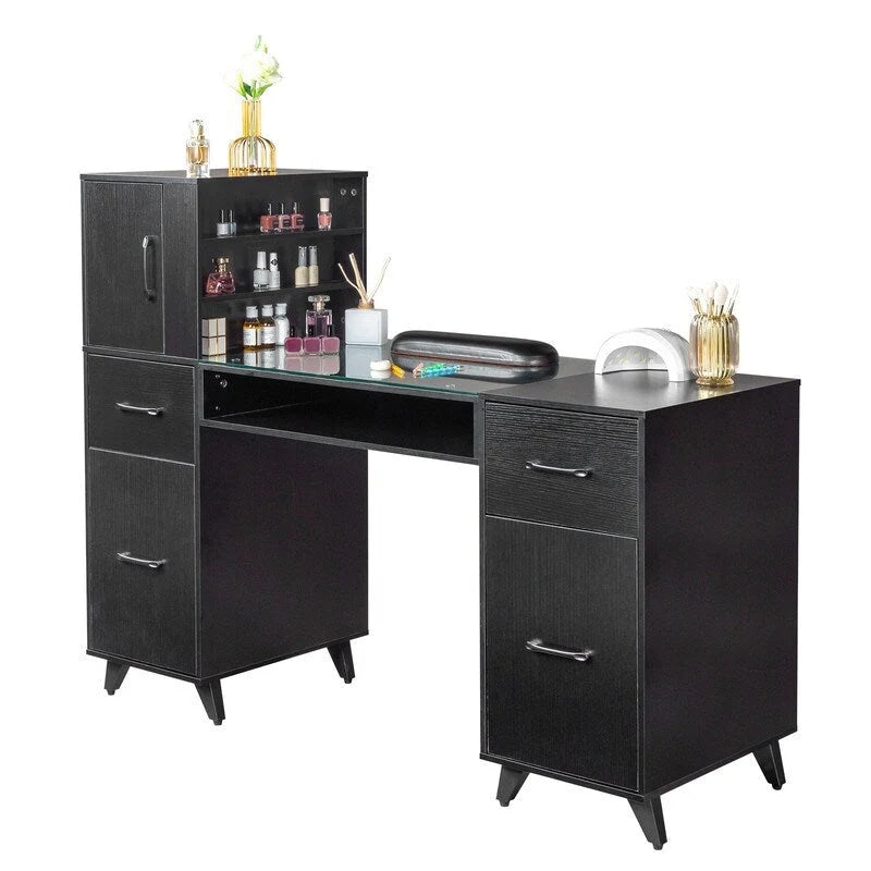 Table de manucure 55 W en verre trempé et aggloméré gaufré