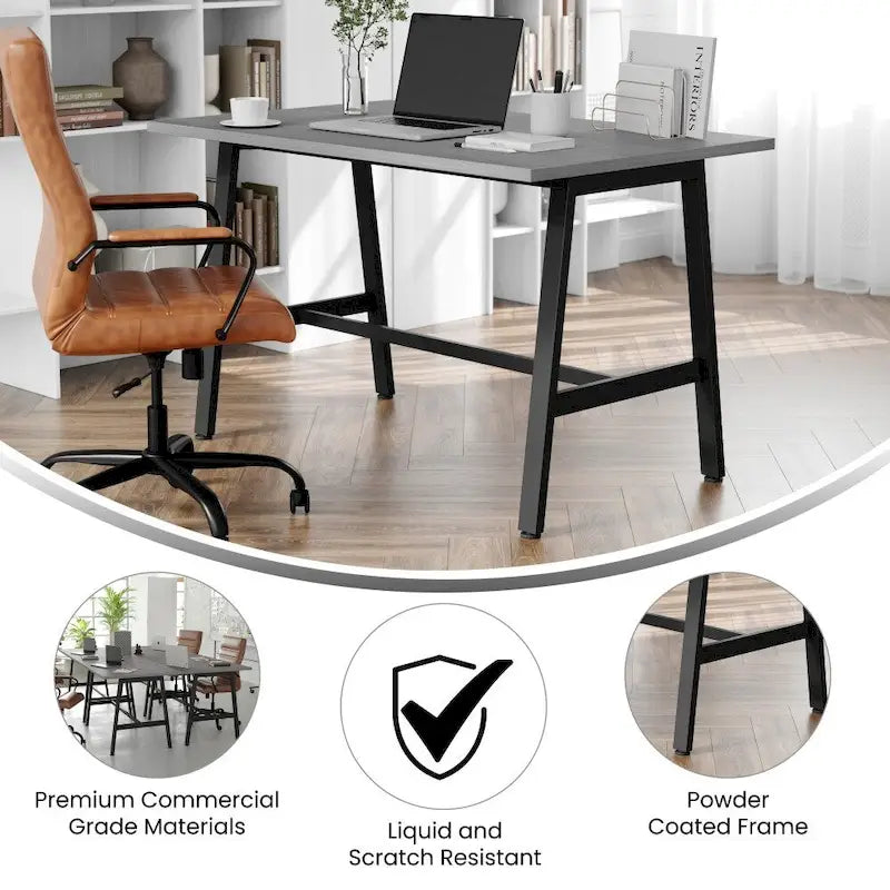 Table de conférence commerciale avec plateau stratifié et piètement en A