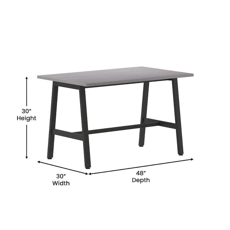 Table de conférence commerciale avec plateau stratifié et piètement en A