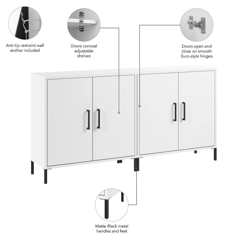 Ensemble de 2 armoires de rangement basses Essence avec portes par Bush Furniture