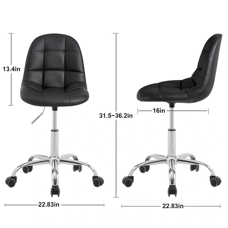 Chaise de bureau à domicile sans accoudoirs Javlergo, chaise de bureau d'ordinateur réglable en hauteur avec roulettes