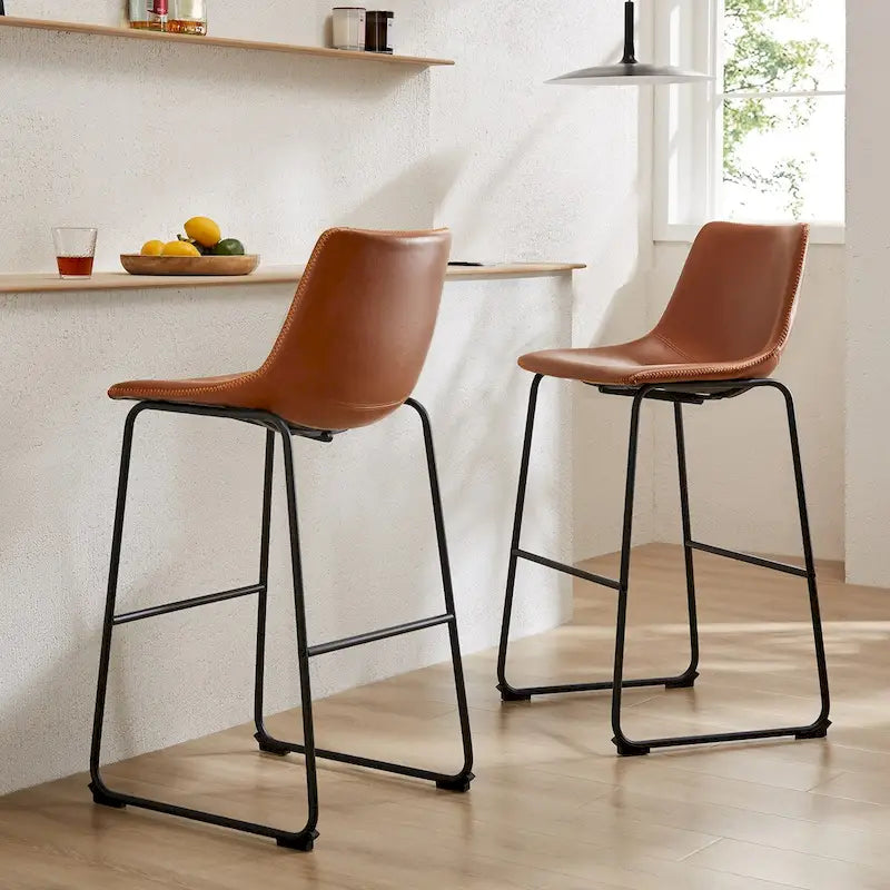 Tabourets de bar Sweetcrispy en cuir 30 pouces à hauteur de comptoir, lot de 2