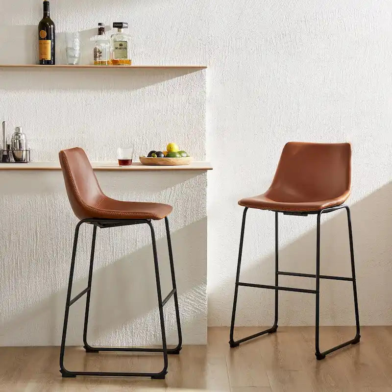 Tabourets de bar Sweetcrispy en cuir 30 pouces à hauteur de comptoir, lot de 2