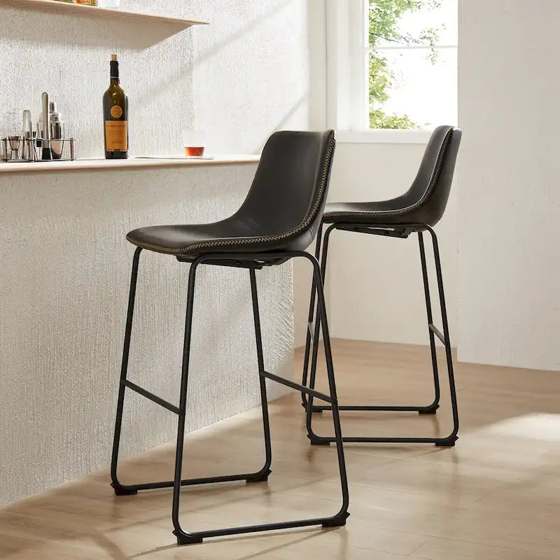 Tabourets de bar Sweetcrispy en cuir 30 pouces à hauteur de comptoir, lot de 2