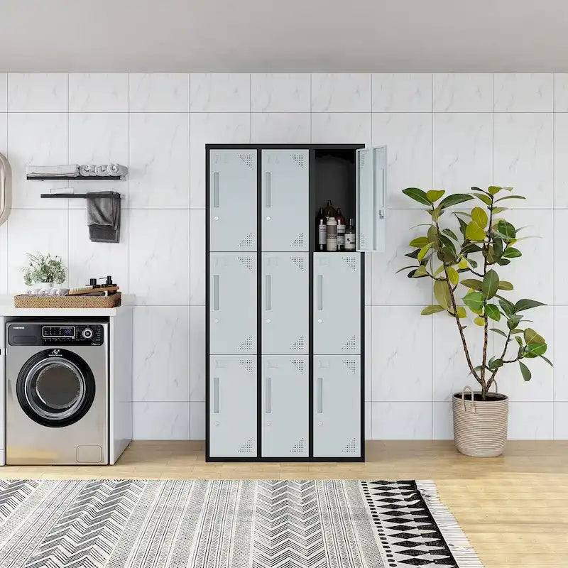 Casier métallique à 3 colonnes et 3 niveaux avec 9 portes