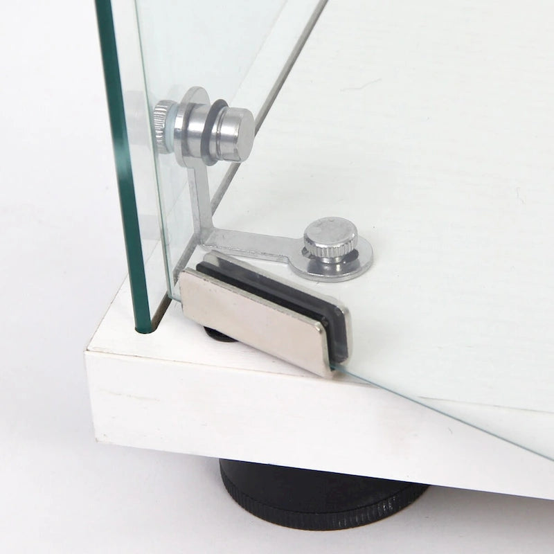 Vitrine en verre avec 3 étagères, Meuble vitrine à une porte, Bibliothèque en verre blanche sur pied, Installation rapide