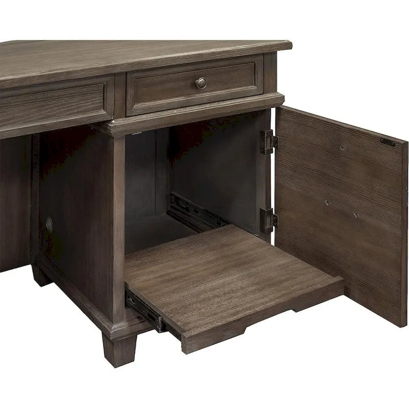 Bureau en L et retour Carson Wood, Table d'écriture, Bureau d'ordinateur, Gris