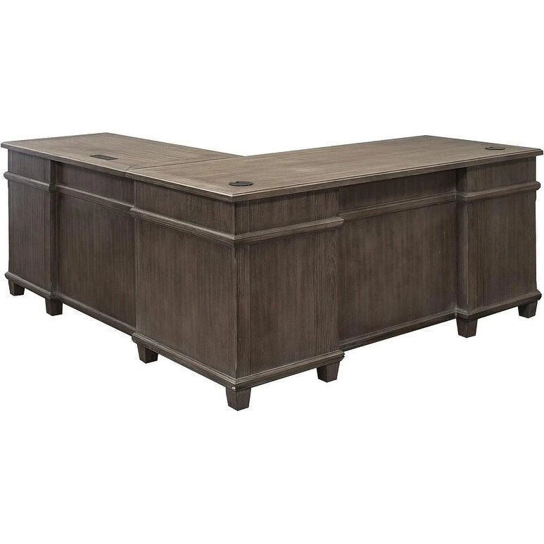 Bureau en L et retour Carson Wood, Table d'écriture, Bureau d'ordinateur, Gris
