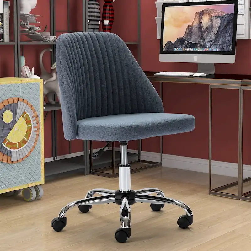 Chaise de bureau, chaise de vanité moderne et mignonne pivotante à roulettes, sans accoudoirs pour la maison, les chambres, le bureau, l'étude, les étudiants