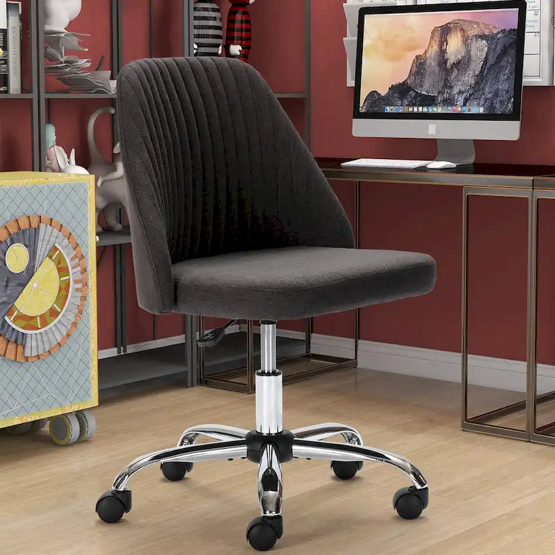 Chaise de bureau, chaise de vanité moderne et mignonne pivotante à roulettes, sans accoudoirs pour la maison, les chambres, le bureau, l'étude, les étudiants