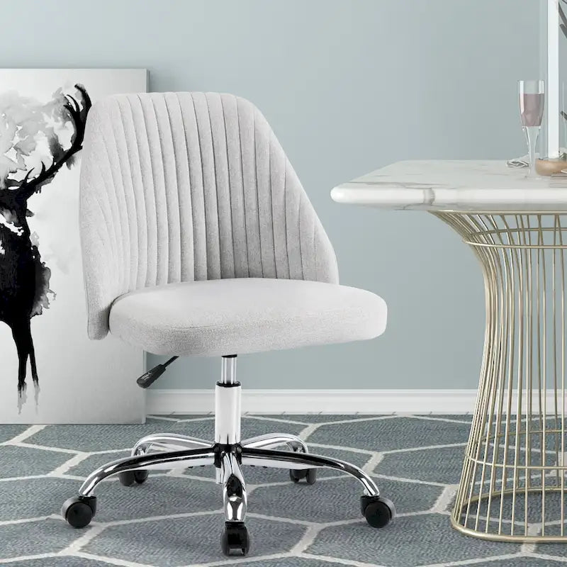 Chaise de bureau, chaise de vanité moderne et mignonne pivotante à roulettes, sans accoudoirs pour la maison, les chambres, le bureau, l'étude, les étudiants