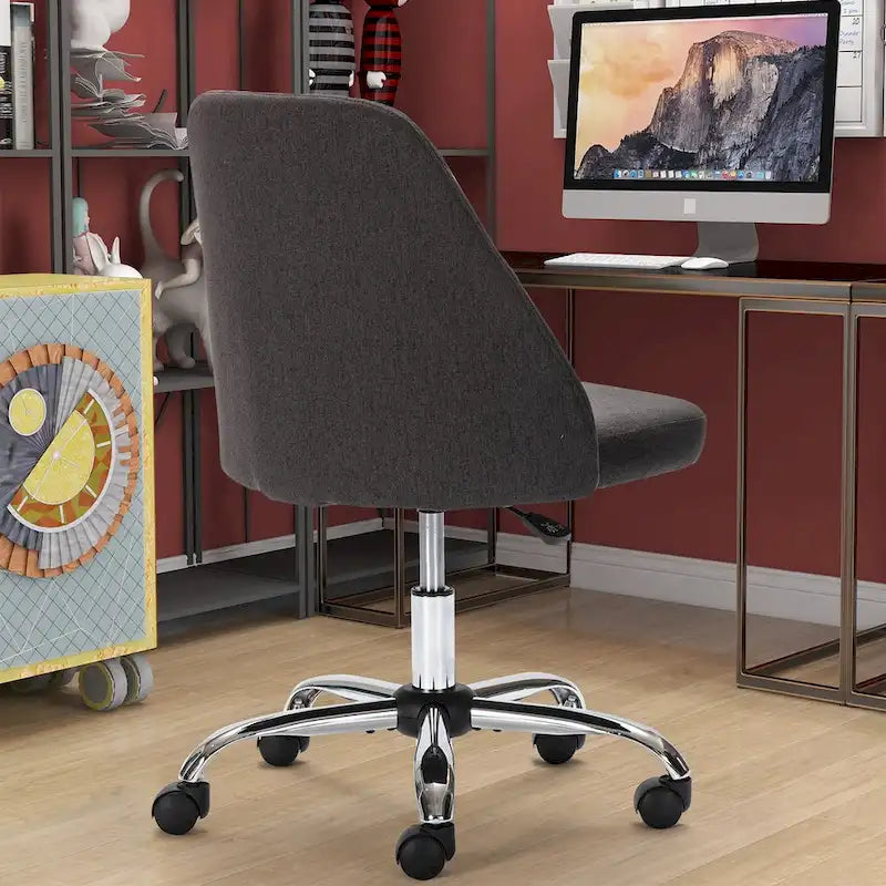 Chaise de bureau, chaise de vanité moderne et mignonne pivotante à roulettes, sans accoudoirs pour la maison, les chambres, le bureau, l'étude, les étudiants