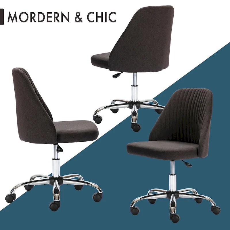 Chaise de bureau, chaise de vanité moderne et mignonne pivotante à roulettes, sans accoudoirs pour la maison, les chambres, le bureau, l'étude, les étudiants