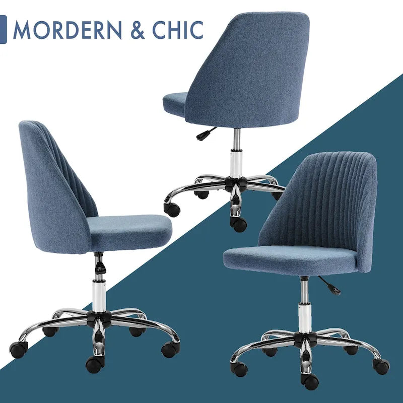 Chaise de bureau, chaise de vanité moderne et mignonne pivotante à roulettes, sans accoudoirs pour la maison, les chambres, le bureau, l'étude, les étudiants
