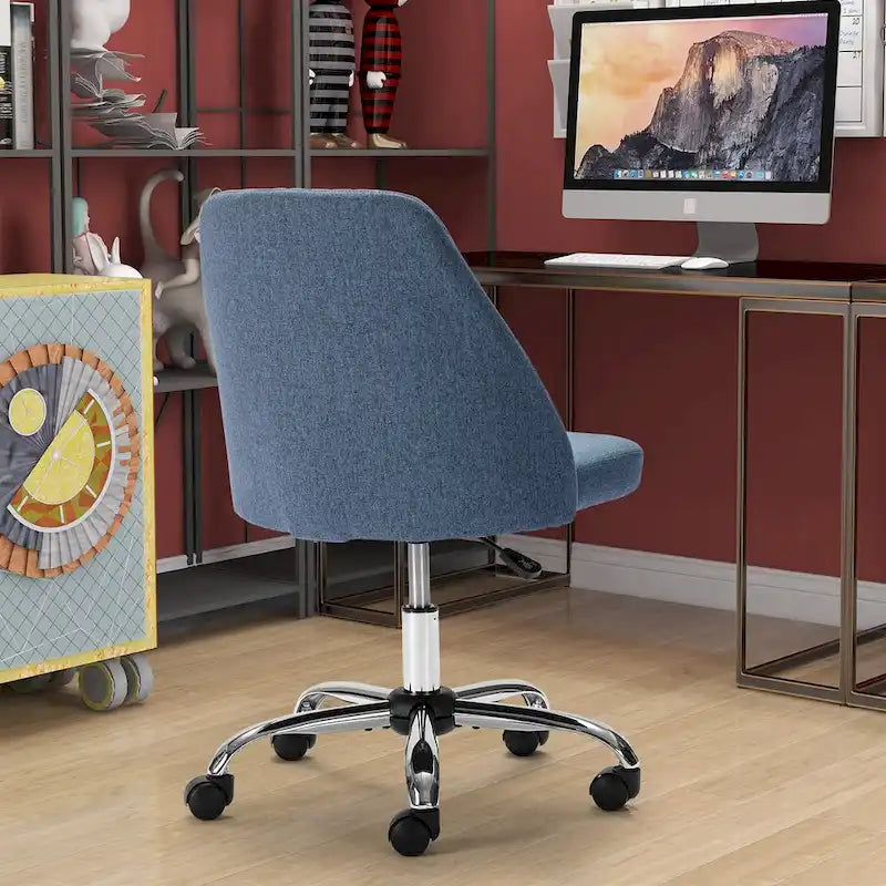 Chaise de bureau, chaise de vanité moderne et mignonne pivotante à roulettes, sans accoudoirs pour la maison, les chambres, le bureau, l'étude, les étudiants
