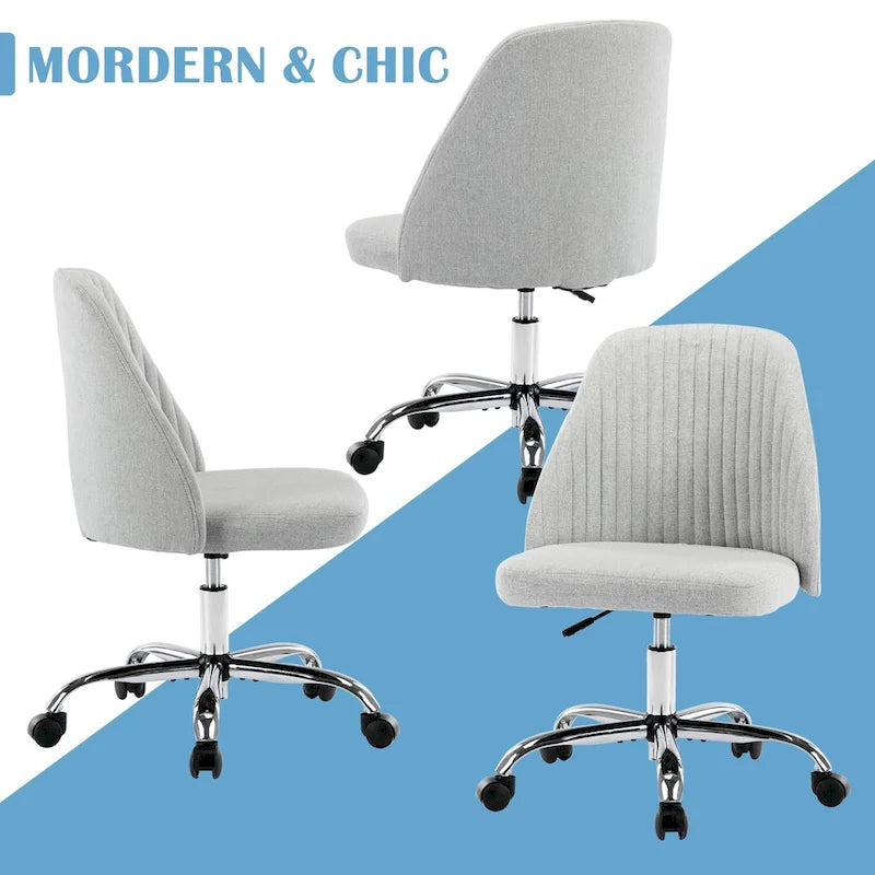 Chaise de bureau, chaise de vanité moderne et mignonne pivotante à roulettes, sans accoudoirs pour la maison, les chambres, le bureau, l'étude, les étudiants